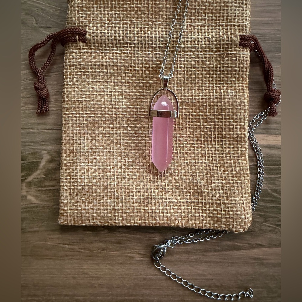 Cats Eye Crystal Point with Stainless Steel Chain Cat Eye Necklace